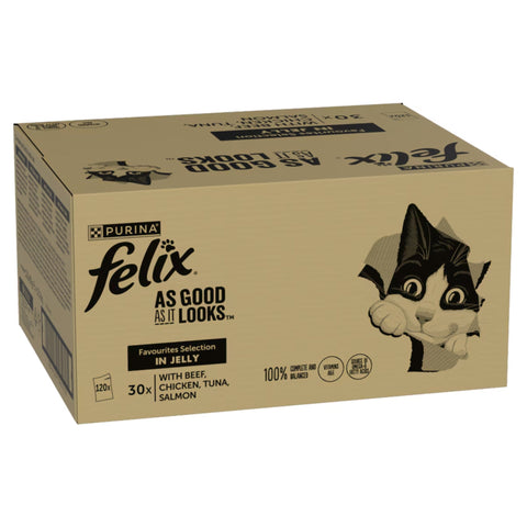 Felix As Good As It Looks Adult Wet Cat Food in Jelly - Favourites Selection - 120x85g Pouches